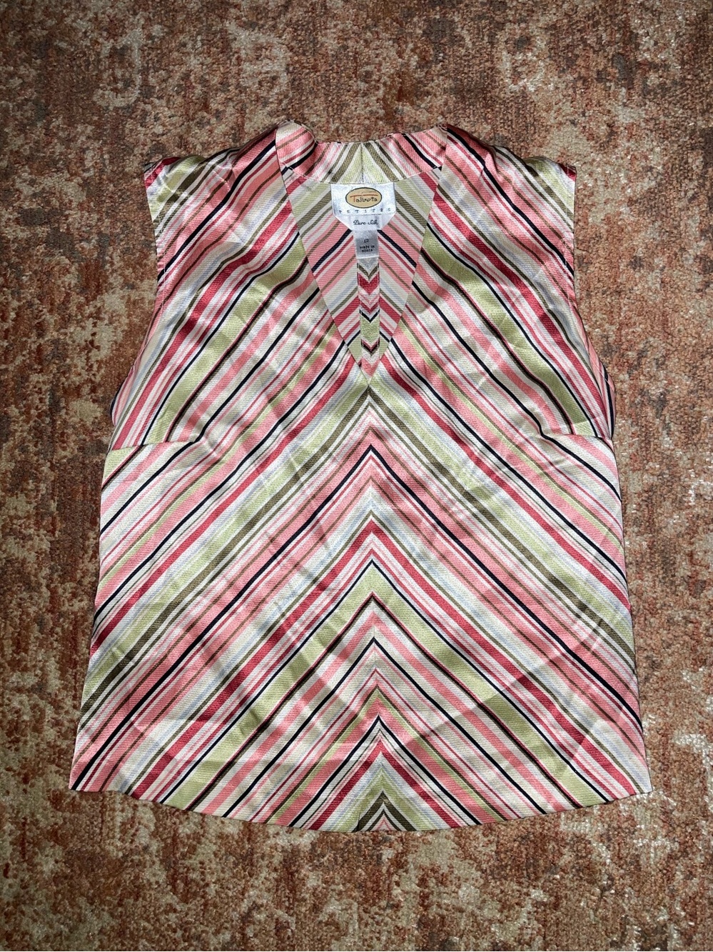 Striped Silk V-neck Blouse